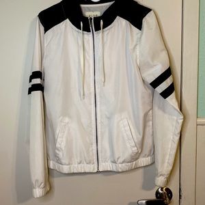 zine clothing, medium black and white jacket